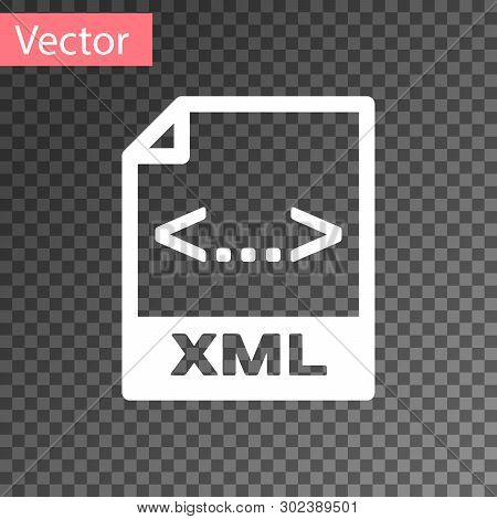 White Xml File Document Icon. Download Xml Button Icon Isolated On Transparent Background. Xml File 