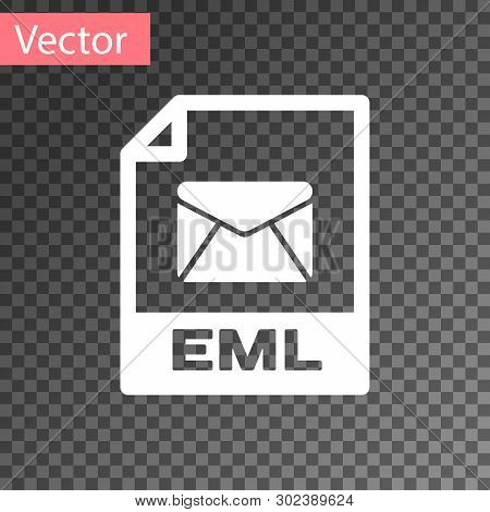 White Eml File Document Icon. Download Eml Button Icon Isolated On Transparent Background. Eml File 