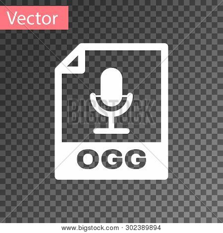 White Ogg File Document Icon. Download Ogg Button Icon Isolated On Transparent Background. Ogg File 