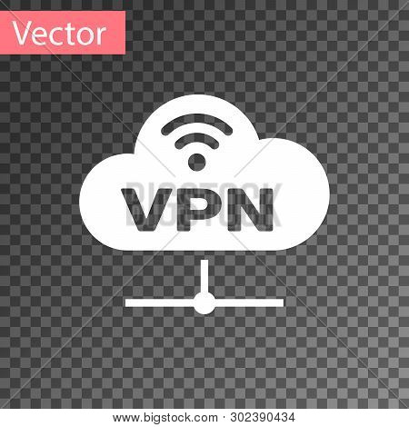 White Vpn Network Cloud Connection Icon Isolated On Transparent Background. Social Technology. Cloud