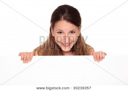 Empresária - segurando cartaz em branco