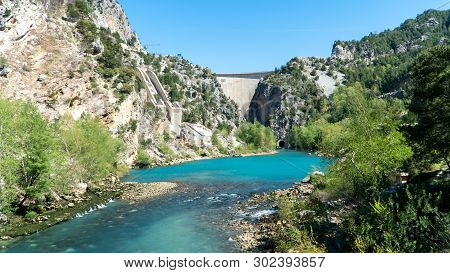 Oymapinar, Turkey - March 2019: Oymapinar Dam In Antalya