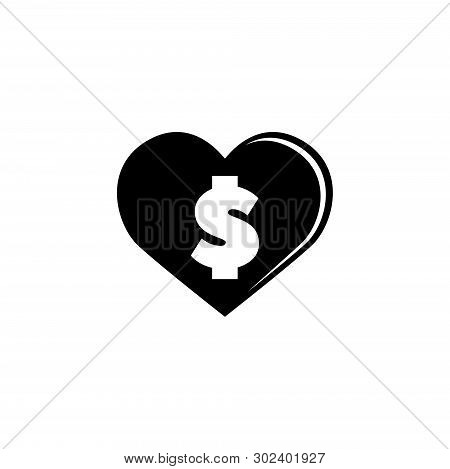 Donate Money, Donation. Flat Vector Icon Illustration. Simple Black Symbol On White Background. Dona