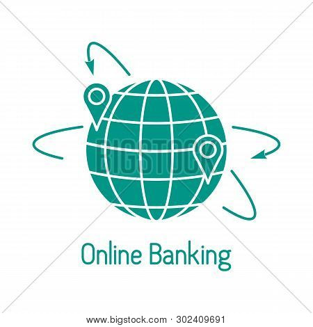 Vector Illustration With Arrows Around Planet Earth With Location. Electronic Payment, Internet Fina