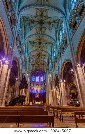 Lyon, France - May 09, 2019: The Interior Of Saint-nizier Church, In Lyon, France