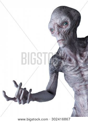 3d rendered illustration of an alien isolated on white