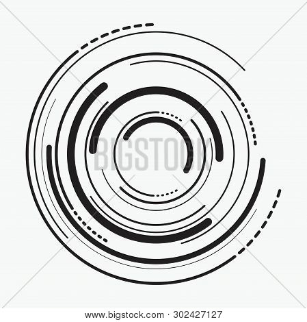 Vector Abstract Radial Background Of Concentric Ripple Circles. Circular Lines Graphic Pattern. Line