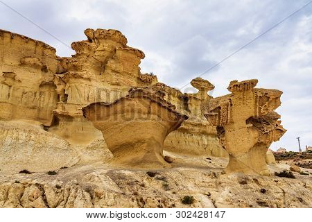 View Of The Erosions Of Bolnuevo, Las Gredas, Mazarron. Murcia, Spain
