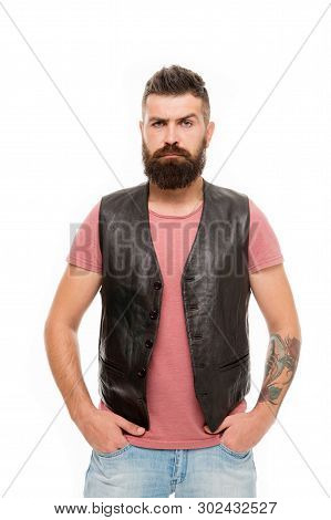 Feeling Weird. Emotional Face Expression. Hipster Mature Guy With Beard Brutal Guy. Masculinity Conc