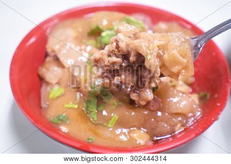 Bawan (ba Wan), Taiwanese Meatball Delicacy, Delicious Street Food, Fried Starch Wrapped Round Shape