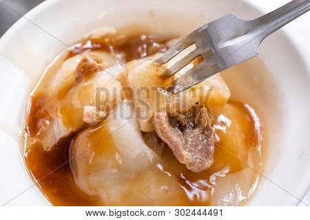 Bawan (ba Wan), Taiwanese Meatball Delicacy, Delicious Street Food, Fried Starch Wrapped Round Shape