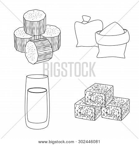 Vector Design Of Sugar And Field Symbol. Set Of Sugar And Plantation Stock Symbol For Web.