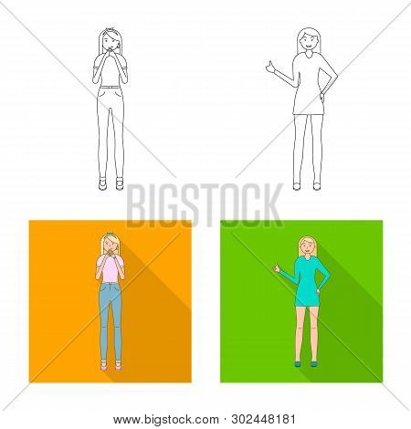 Vector Design Of Posture And Mood Symbol. Collection Of Posture And Female Stock Vector Illustration