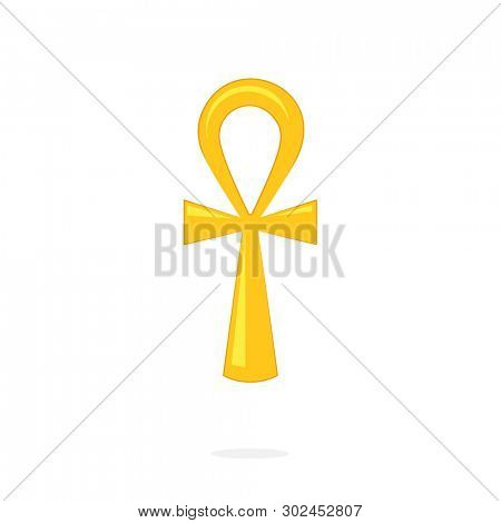 Golden ankh icon. Clipart image isolated on white background