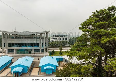 Panmunjom, North Korea - July 30, 2014: Panmunjom, Border Between North And South Korea. View From N