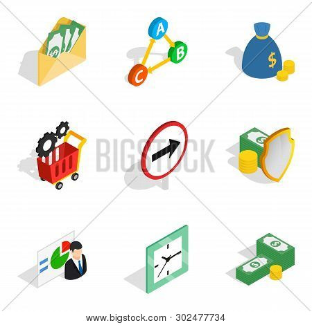 Stipulate Icons Set. Isometric Set Of 9 Stipulate Icons For Web Isolated On White Background