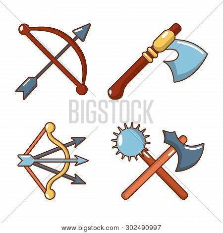 Medieval Armor Icon Set. Cartoon Set Of Medieval Armor Icons For Web Design Isolated On White Backgr