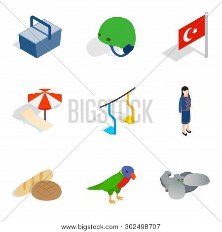 Furlough Icons Set. Isometric Set Of 9 Furlough Icons For Web Isolated On White Background