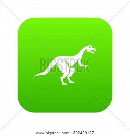 Theropod Dinosaur Icon Digital Green For Any Design Isolated On White Illustration