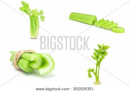 Set Of Celeriac Isolated Over A White Background