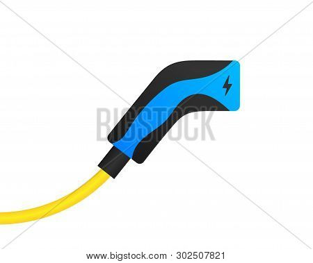 Electric Car Charger Isolated On White Background. Eco Fuel. Electric Refueling. Vector Stock Illust