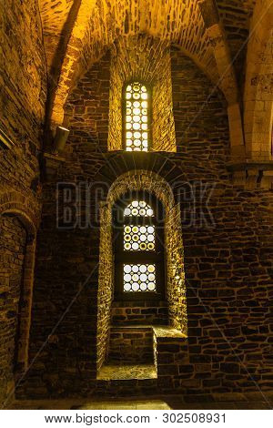 Ghent, Belgium - April 6, 2019: Gravensteen. Details Inside The Castle. Medieval Castle At Ghent, Be