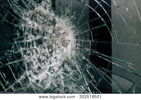 Reims France May 18, 2019 View Of Broken Windows By Rioters In The Streets Of Reims During Protests 