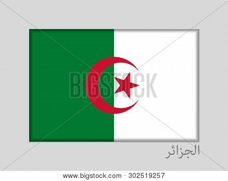 Flag Of Algeria. National Ensign Aspect Ratio 2 To 3 On Gray Cardboard