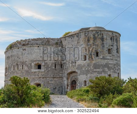 Punta Di Arza Is An Austro-hungarian Fort At The Cape Of Miriste. Protection Of Kotor Bay Against Th