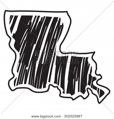 Isolated Sketch Of The State Of Lousiana - Vector
