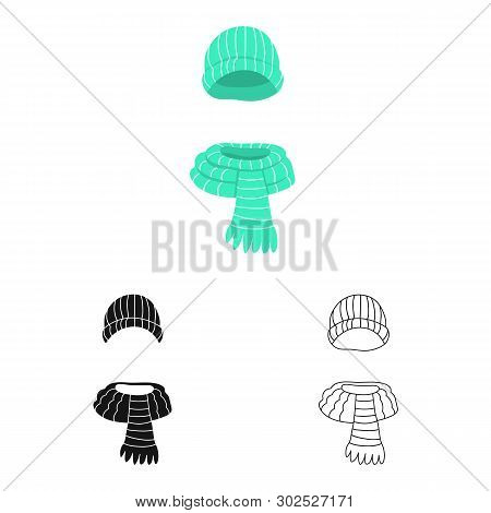 Vector Illustration Of Hat And Scarf Logo. Collection Of Hat And Wool Stock Vector Illustration.