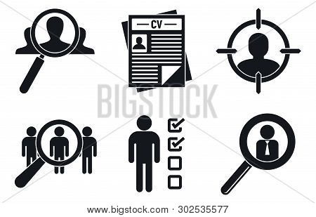 Recruitment Icons Set. Simple Set Of Recruitment Vector Icons For Web Design On White Background