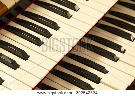 Keys Of The Old Organ In The Church