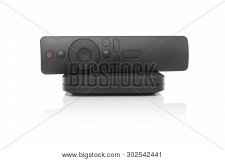 Tv Set-top Box For Ip Tv And Digital Video Content On A Gray Background. Digital Tv On White Backgro