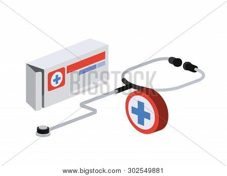 Medicine Objects On White Background Vector Illustration Design
