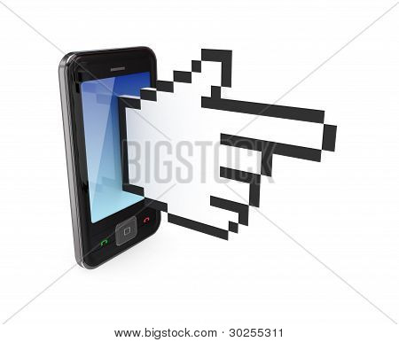 Moderna mobiltelefonen och stora markören.