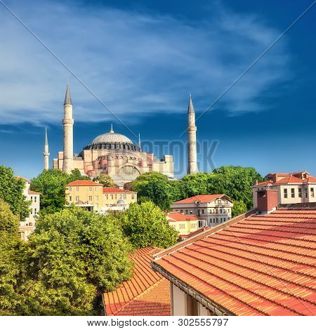 St. Sophia Cathedral , Istanbul, Turkey On A Bright Day