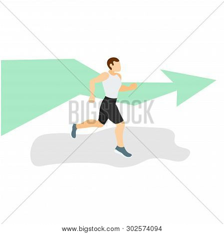 Runner In Motion. Active Lifestyle And Fitness. Person Running Race And Finishing, Training To Marat