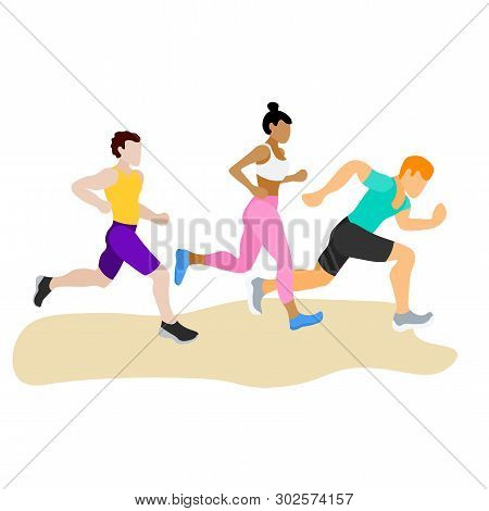 Running People. Runners Group In Motion. Active Lifestyle And Fitness. People Runner Race, Training 