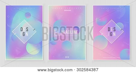 Furistic Modern Holographic Cover Set. 90s, 80s Retro Style.  Minimalistic Hipster Design Digital Co