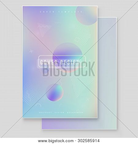 Furistic Modern Holographic Cover Set. 90s, 80s Retro Style.  Hipster Style Graphic Geometric Hologr
