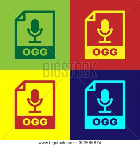 Color Ogg File Document Icon. Download Ogg Button Icon Isolated On Color Backgrounds. Ogg File Symbo
