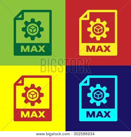 Color Max File Document Icon. Download Max Button Icon Isolated On Color Backgrounds. Max File Symbo