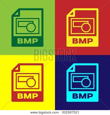 Color Bmp File Document Icon. Download Bmp Button Icon Isolated On Color Backgrounds. Bmp File Symbo
