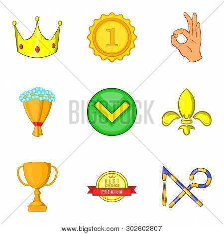 Overcome Icons Set. Cartoon Set Of 9 Overcome Icons For Web Isolated On White Background