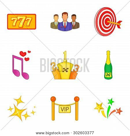 Dominate Icons Set. Cartoon Set Of 9 Dominate Icons For Web Isolated On White Background