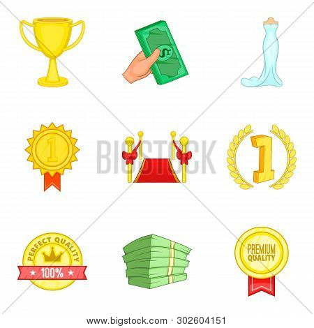 Improve Luck Icons Set. Cartoon Set Of 9 Improve Luck Icons For Web Isolated On White Background
