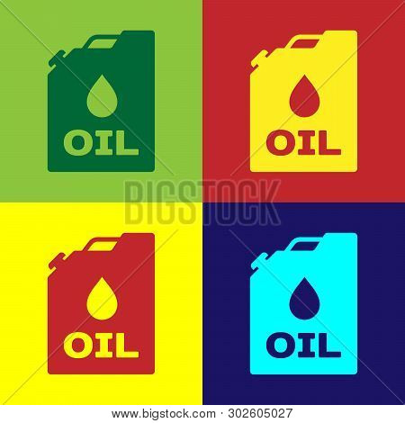 Color Plastic Canister For Motor Machine Oil Icon Isolated On Color Backgrounds. Oil Gallon. Oil Cha