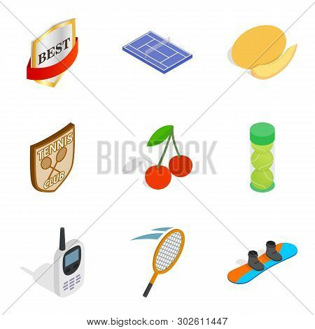 First Prize Icons Set. Isometric Set Of 9 First Prize Icons For Web Isolated On White Background