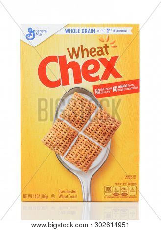 IRVINE, CALIFORNIA - MAY 22, 2019:  A box of Wheat Chex from General Mills. 